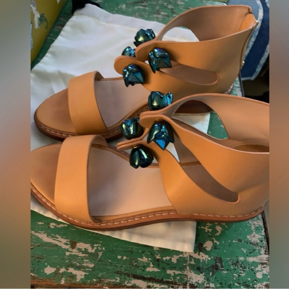 3.1 Phillip Lim Tan Sandals with Embellishments.
